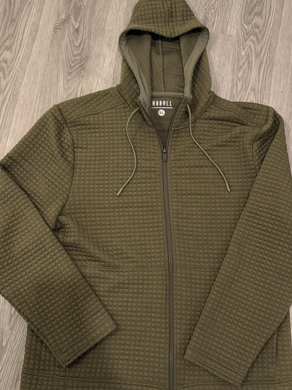 NOBULL Men's Olive Quilted Zip Hoodie Jacket